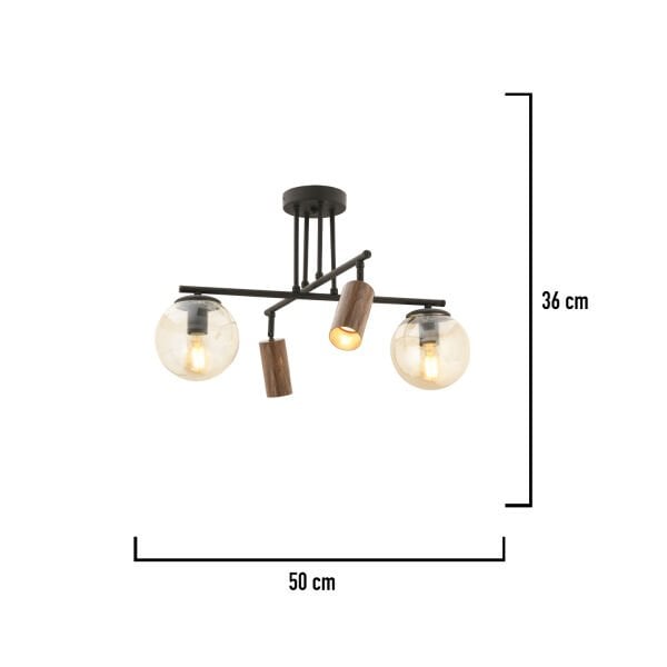 Perla Siyah 4Lü Plafonyer Modern Retro Tasarım Spot Avize