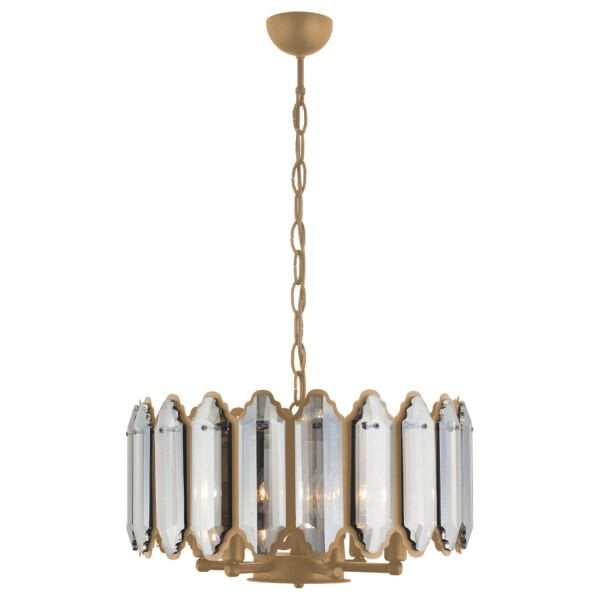 Yezda Yuvarlak Eskitme  Kristalli, Taşlı Modern Tasarım Kristal Salon Avize