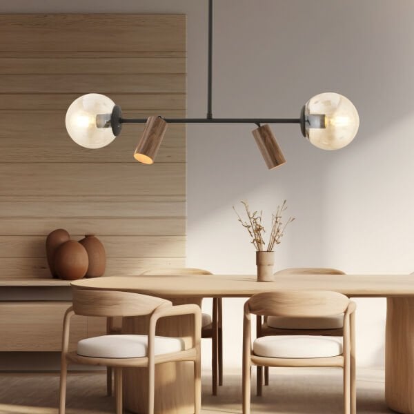 Alkan Siyah 4Lü Sarkıt Modern Retro Tasarım Spot Avize