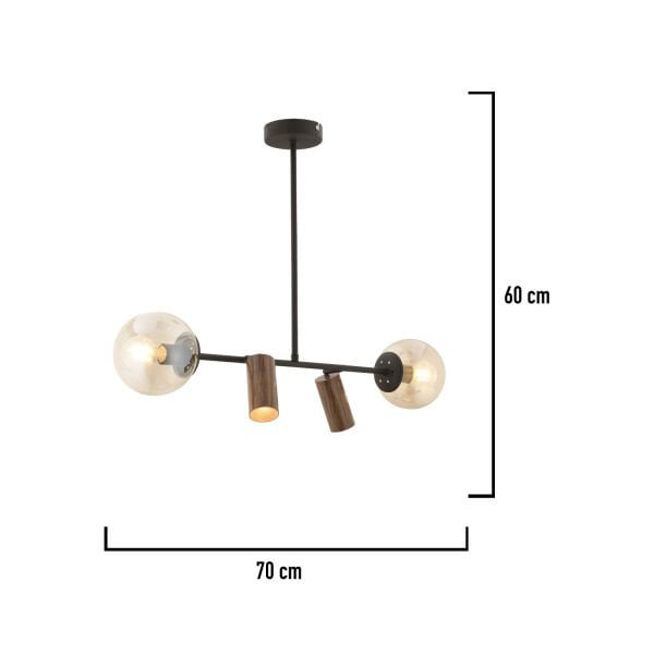 Alkan Siyah 4Lü Sarkıt Modern Retro Tasarım Spot Avize