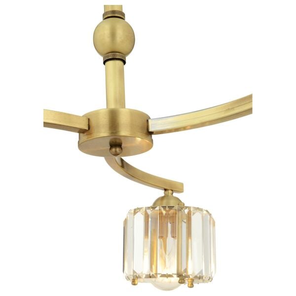 Amir 3 Kollu Eskitme Kristalli Taşlı Modern Tasarım Kristal Salon Avize