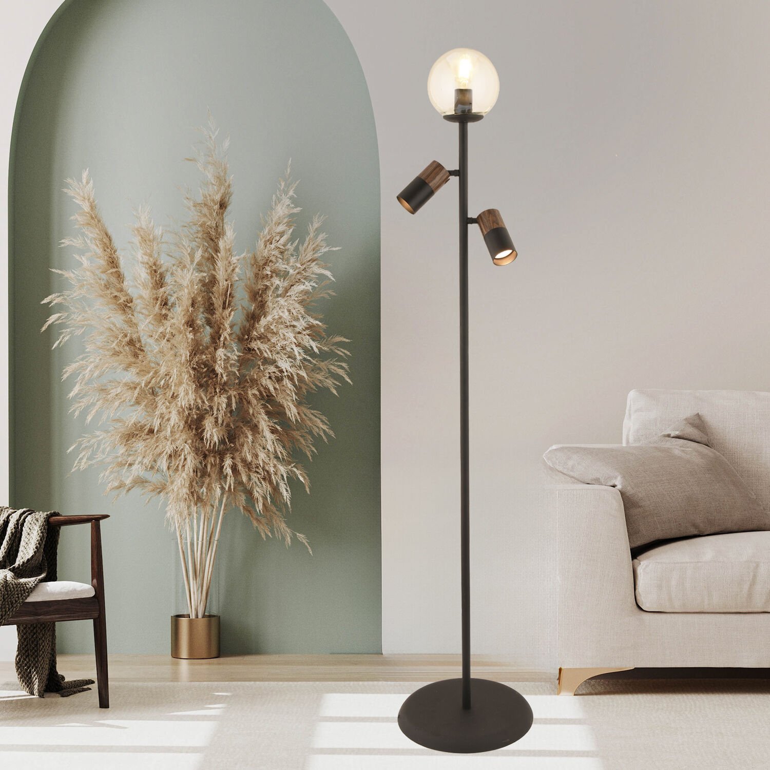 Mirela 3'Lü Modern Spot Başlıklı Modern Oturma Odası Köşe Salon Lambader