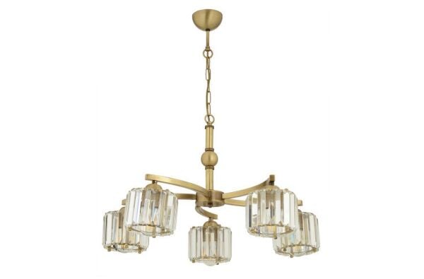 Amir 5 Kollu Eskitme Kristalli Taşlı Modern Tasarım Kristal Salon Avize