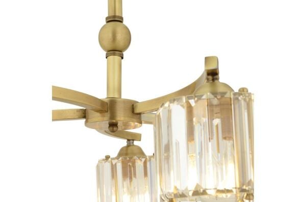 Amir 5 Kollu Eskitme Kristalli Taşlı Modern Tasarım Kristal Salon Avize