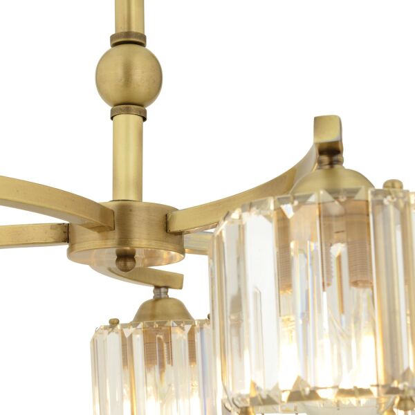 Amir 5 Kollu Eskitme Kristalli Taşlı Modern Tasarım Kristal Salon Avize