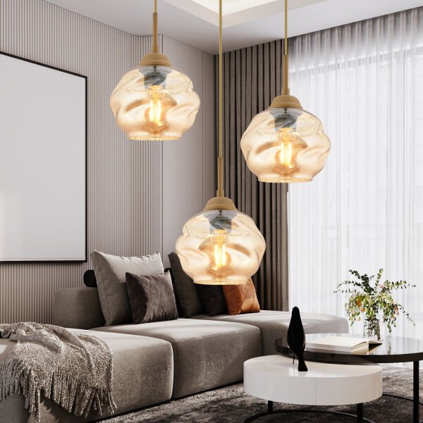 Darko 3Lü Yuvarlak Eskitme Modern Sarkıt Oturma Odası Salon Sarkıt Avize