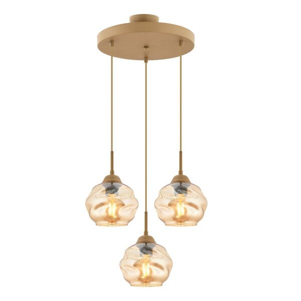 Darko 3Lü Yuvarlak Eskitme Modern Sarkıt Oturma Odası Salon Sarkıt Avize