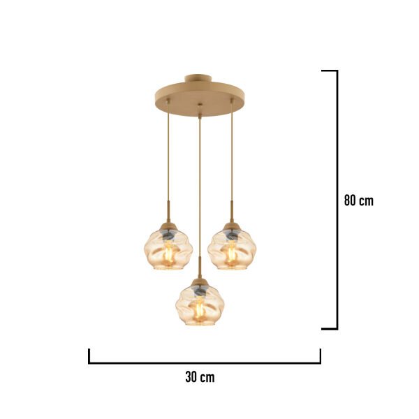 Darko 3Lü Yuvarlak Eskitme Modern Sarkıt Oturma Odası Salon Sarkıt Avize