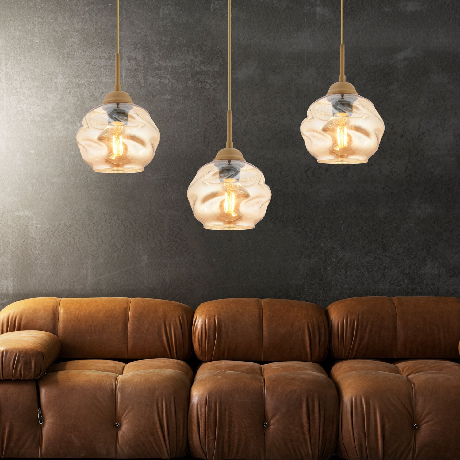 Darko 3Lü Sıralı Eskitme Modern Sarkıt Oturma Odası Salon Sarkıt Avize