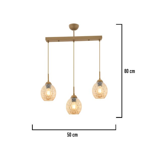 Nino 3Lü Sıralı Eskitme Modern Sarkıt Oturma Odası Salon Sarkıt Avize