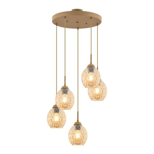 Nino 5Li Yuvarlak Eskitme Modern Sarkıt Oturma Odası Salon Sarkıt Avize