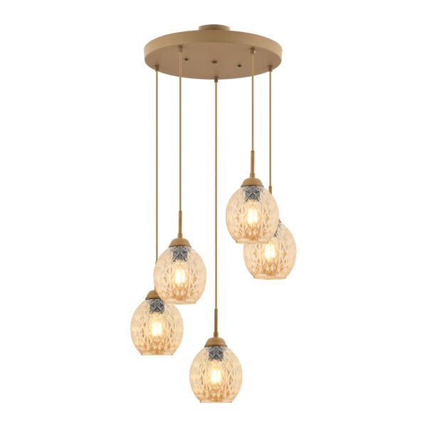 Nino 5Li Yuvarlak Eskitme Modern Sarkıt Oturma Odası Salon Sarkıt Avize