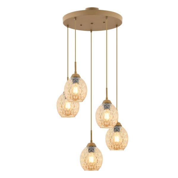 Nino 5Li Yuvarlak Eskitme Modern Sarkıt Oturma Odası Salon Sarkıt Avize