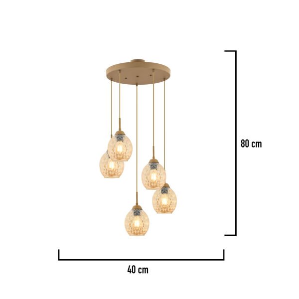 Nino 5Li Yuvarlak Eskitme Modern Sarkıt Oturma Odası Salon Sarkıt Avize