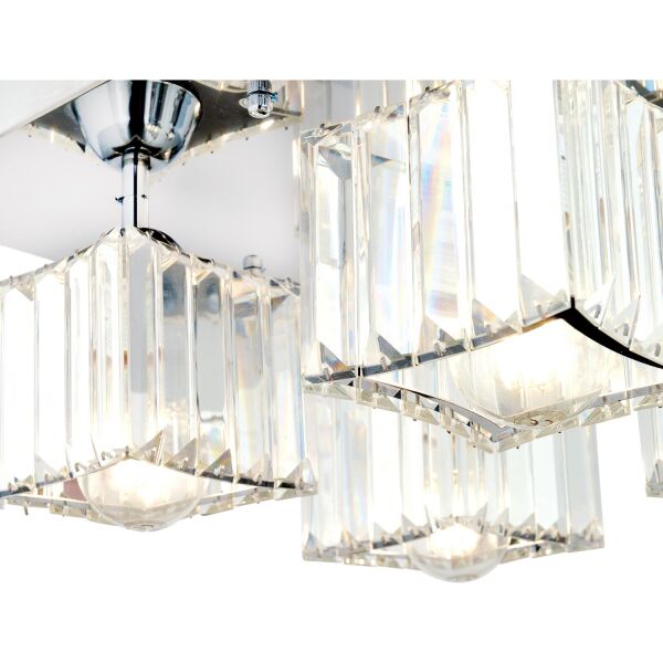 RİVİA 4 LÜ KROM KAPLAMA PLAFONYER TAŞLI SALON AVİZE