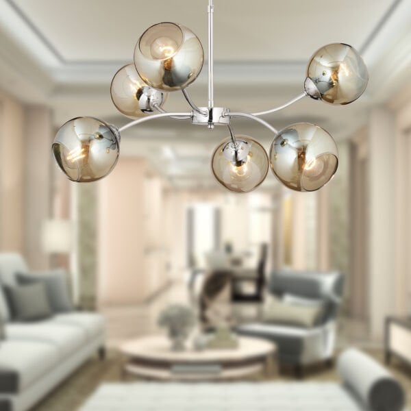 Ecvet 6Lı Krom Modern Oturma Odası Yatak odası Salon Avize