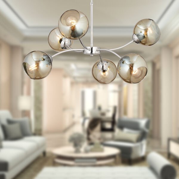 Ecvet 6Lı Krom Modern Oturma Odası Yatak odası Salon Avize