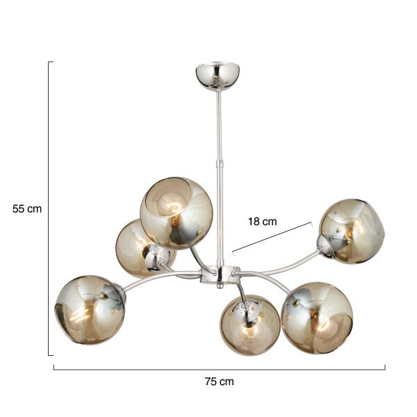 Ecvet 6Lı Krom Modern Oturma Odası Yatak odası Salon Avize
