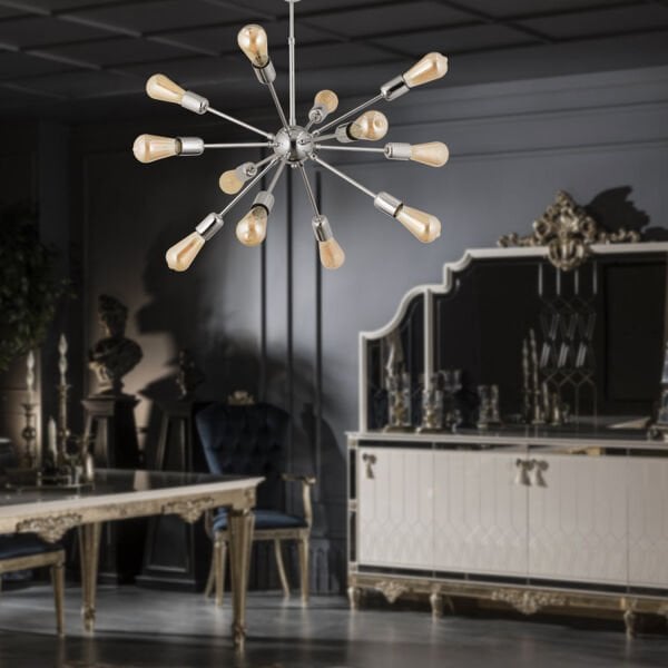 Satürn 12Li Krom Modern Genç Odası Yatak Odası Mutfak Salon Avize