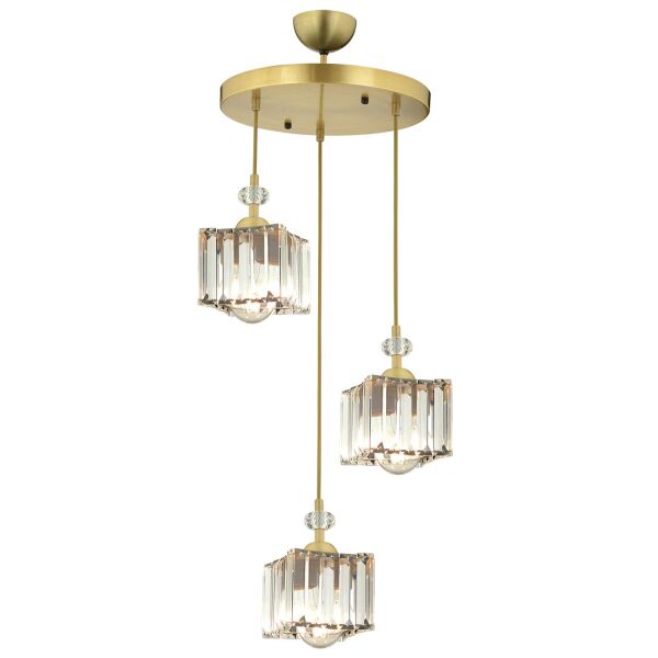 Brandy Eskitme 3 Lü Yuvarlak Sakıt Kristalli Taşlı Modern Tasarım Kristal Salon Avize