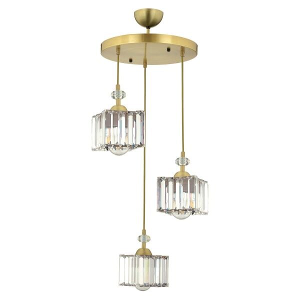 Brandy Eskitme 3 Lü Yuvarlak Sakıt Kristalli Taşlı Modern Tasarım Kristal Salon Avize