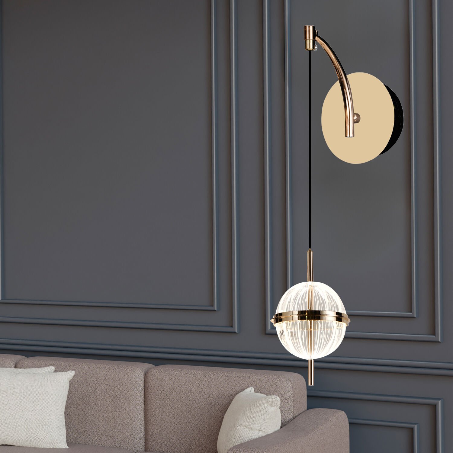 Loret 12 Watt Kristalli Gold Modern Yatak Başı Salon Led Aplik