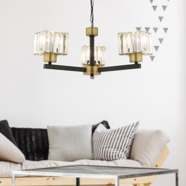 Britney Eskitme 3 Lü Kristalli Taşlı Modern Tasarım Kristal Salon Avize