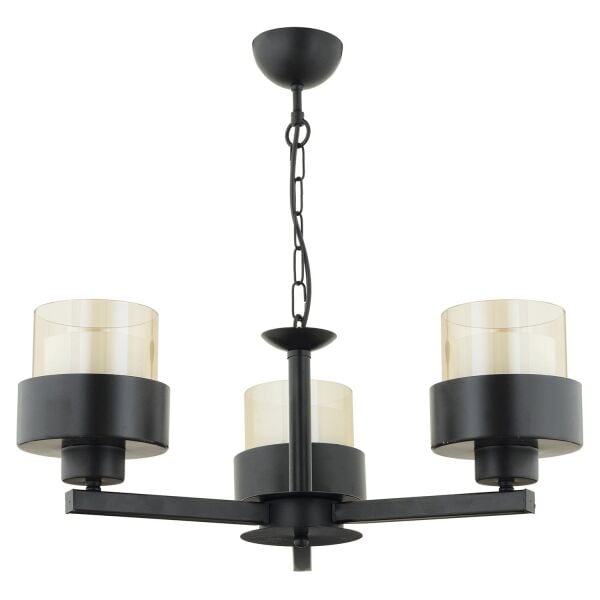 Carla 3 Kollu Siyah Modern Genç Odası Mutfak Oturma Odası Retro Salon Avize