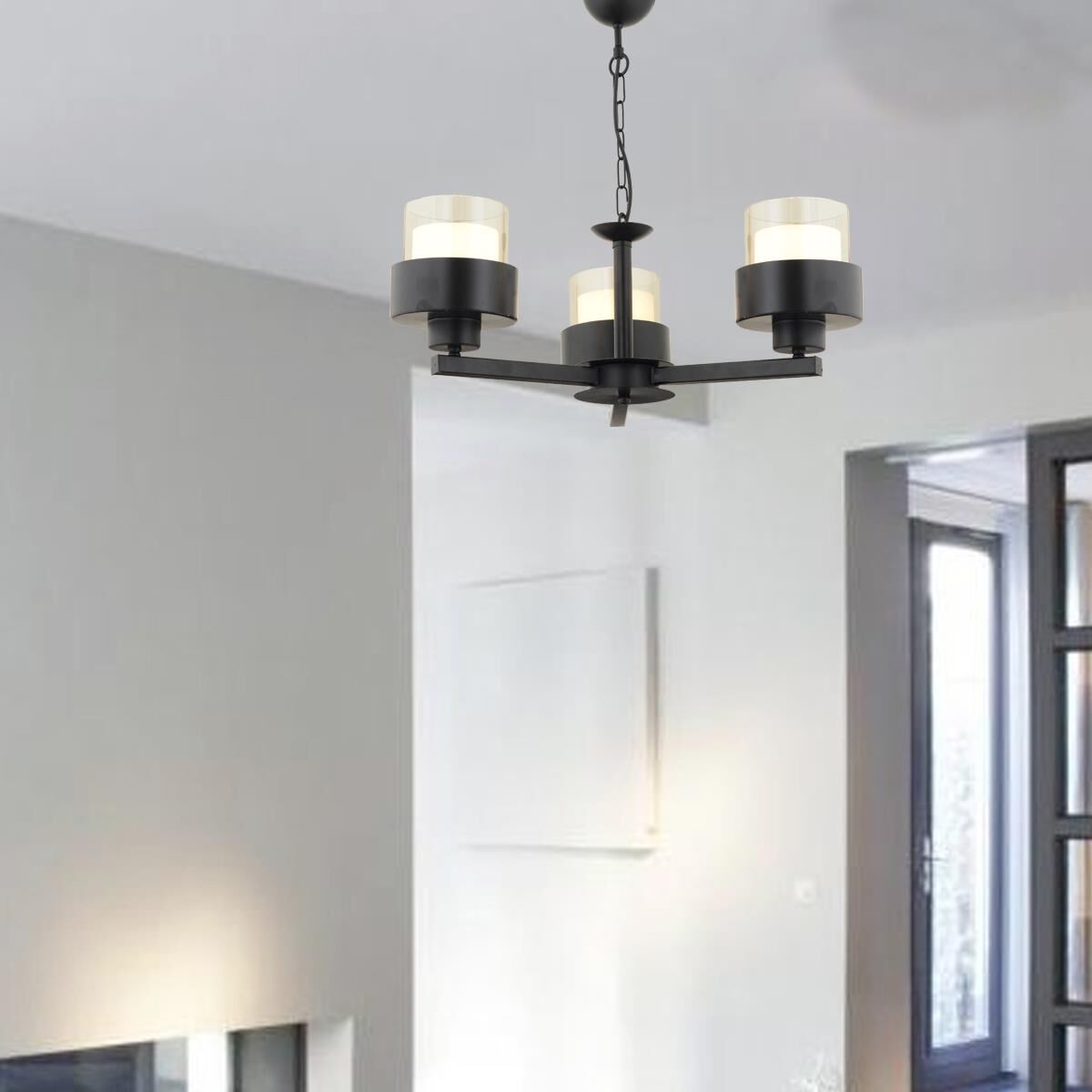 Carla 3 Kollu Siyah Modern Genç Odası Mutfak Oturma Odası Retro Salon Avize