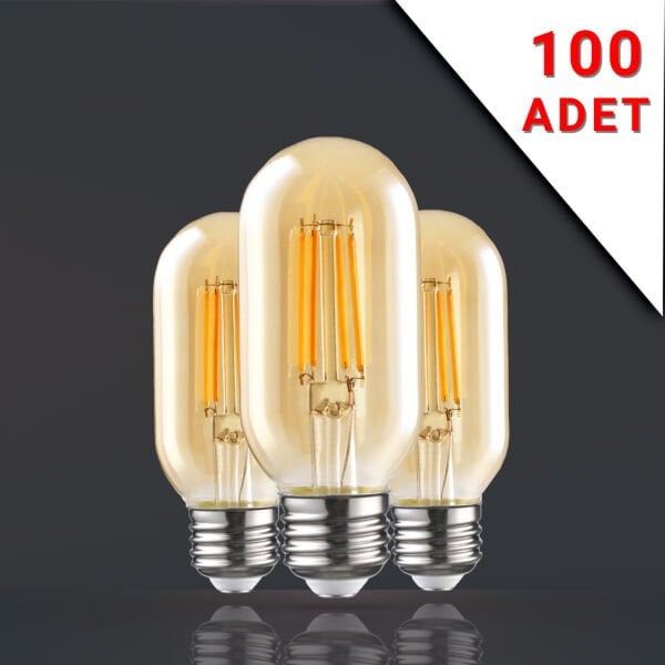 100 ADET LED FİLAMANLI E27 RUSTİK AMPUL 6 WATT 2500K GÜN IŞIĞI T45