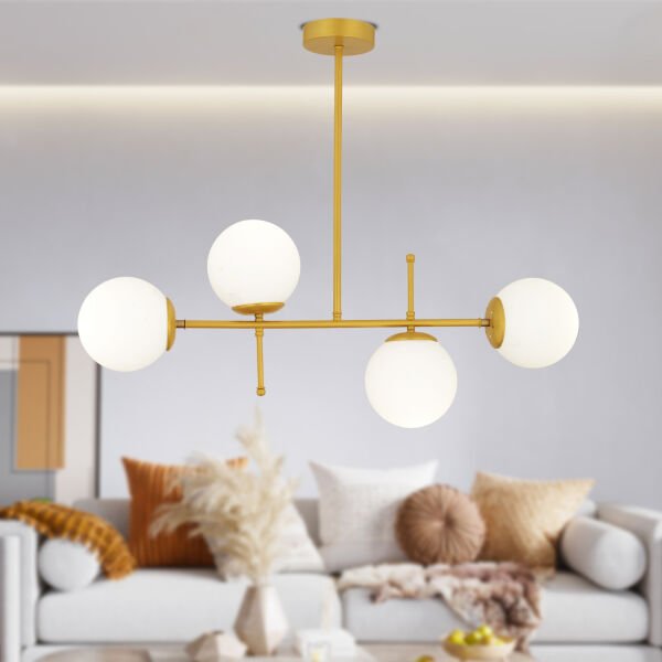 Günay 4Lü Gold Modern Mutfak Yemek Masası Üstü Yatak odası Salon Avize