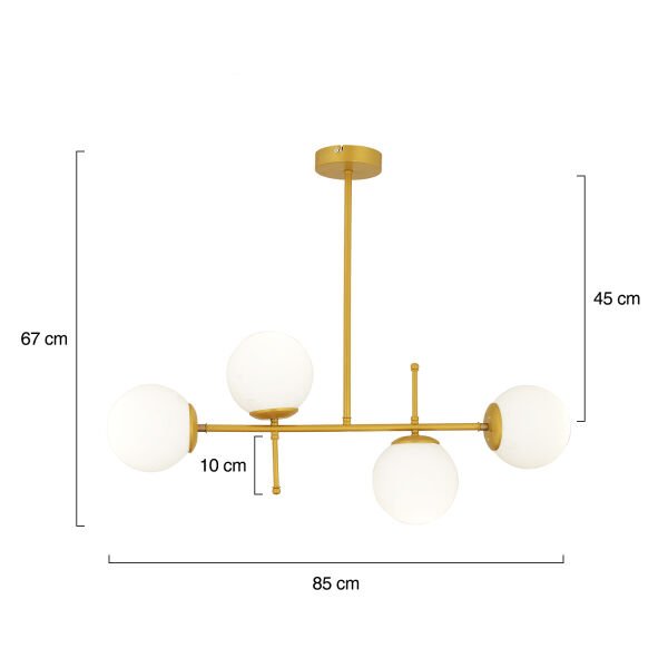 Günay 4Lü Gold Modern Mutfak Yemek Masası Üstü Yatak odası Salon Avize