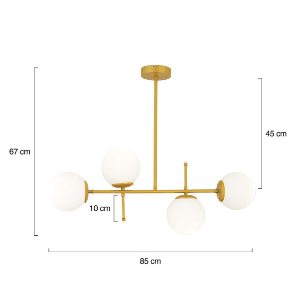 Günay 4Lü Gold Modern Mutfak Yemek Masası Üstü Yatak odası Salon Avize