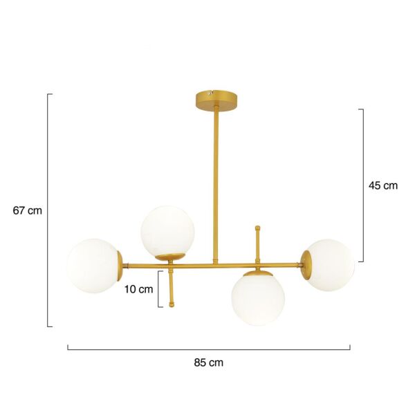 Günay 4Lü Gold Modern Mutfak Yemek Masası Üstü Yatak odası Salon Avize