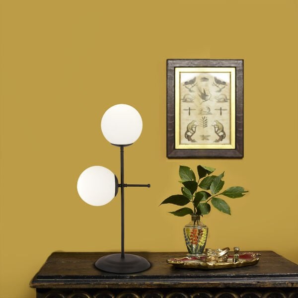 Günay 2li Siyah Beyaz Camlı Masa Lambası Modern Tasarım Salon-Yatak Odası Retro Abajur