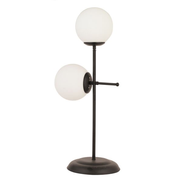 Günay 2li Siyah Beyaz Camlı Masa Lambası Modern Tasarım Salon-Yatak Odası Retro Abajur