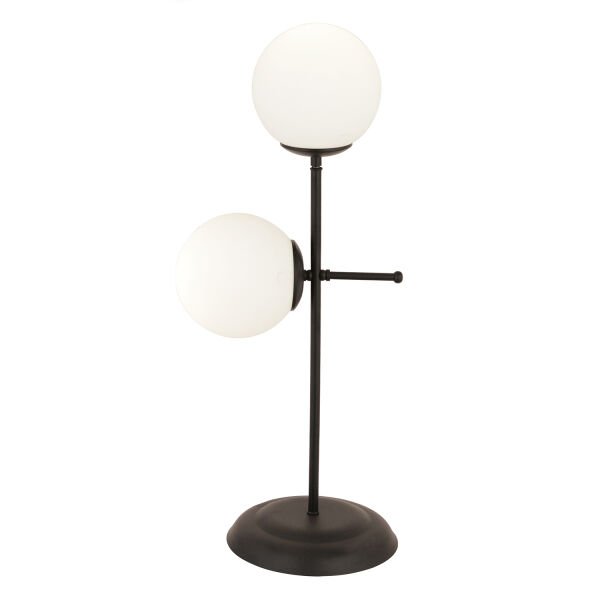 Günay 2li Siyah Beyaz Camlı Masa Lambası Modern Tasarım Salon-Yatak Odası Retro Abajur