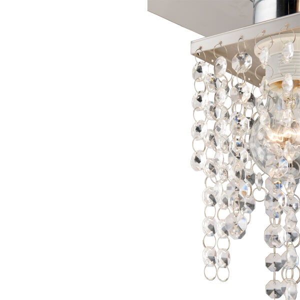Peter 4Lü Krom  Kristalli, Taşlı Modern Tasarım Kristal Salon Avize