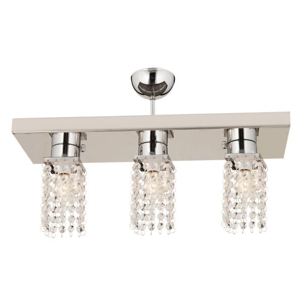 Peter 3Lü Sıralı Krom  Kristalli, Taşlı Modern Tasarım Kristal Salon Avize