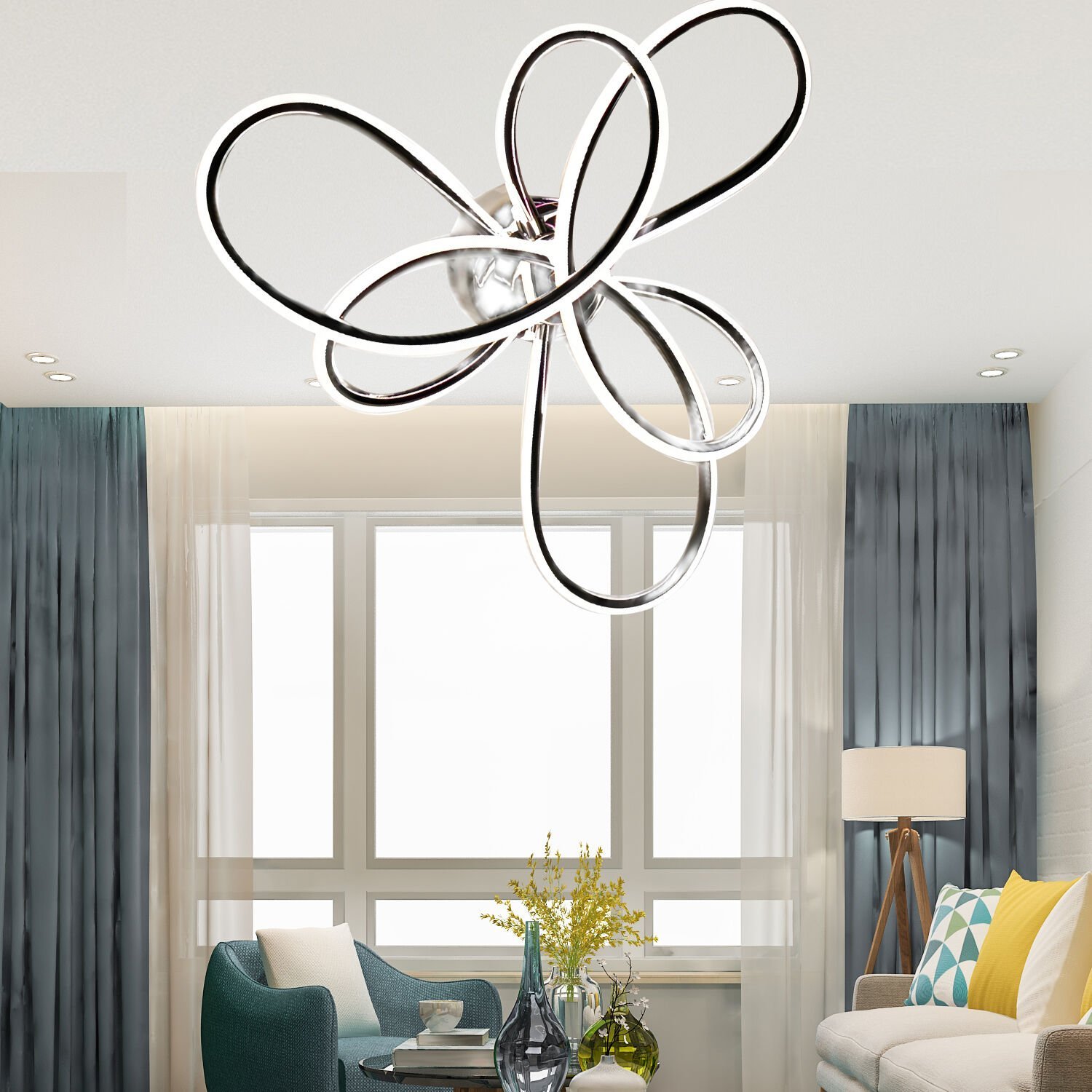 Aybel Krom 48 Watt Plafonyer Modern Koridor Salon Led Avize