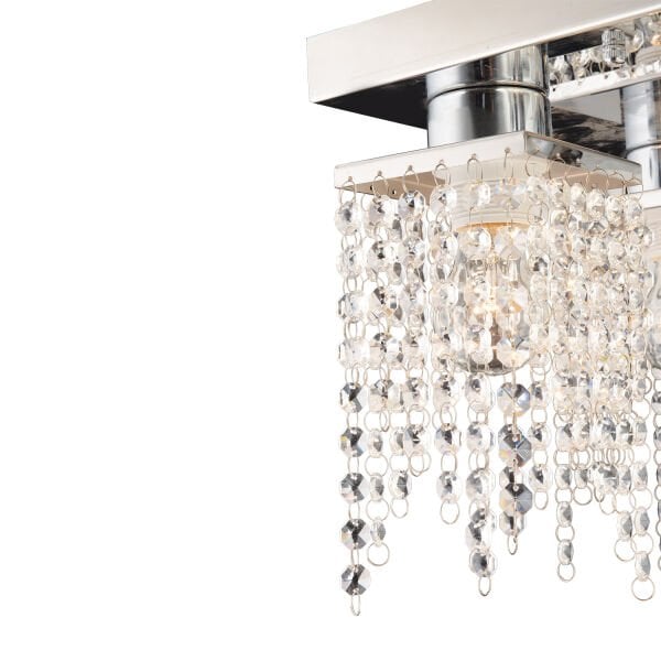 Nikola 4Lü Krom Kristalli Taşlı Modern Tasarım Kristal Salon Avize