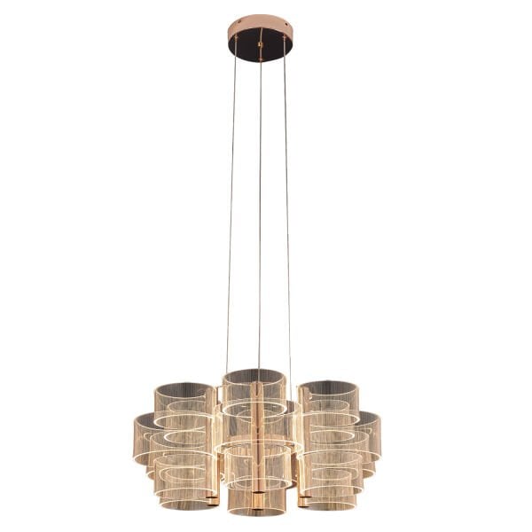 Beyrut Gold 60'lik 108 Watt uvarlak Kristalli Modern Salon Led Sarkıt Avize
