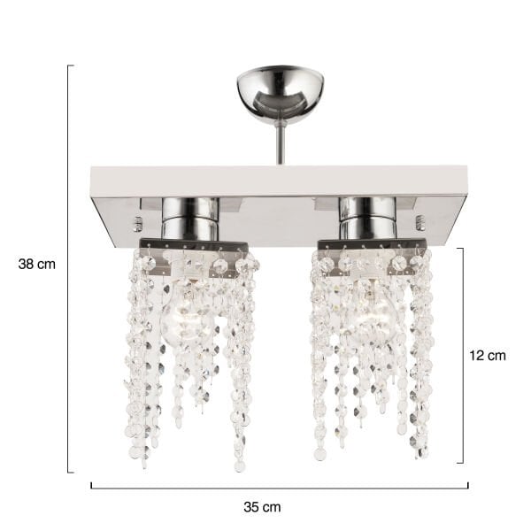 Nikola 2Li Krom  Kristalli, Taşlı Modern Tasarım Yatak Odası Kristal Salon Avize