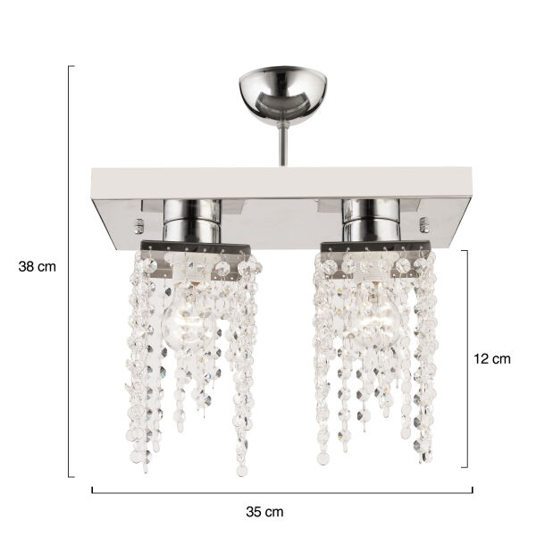 Nikola 2Li Krom  Kristalli, Taşlı Modern Tasarım Yatak Odası Kristal Salon Avize