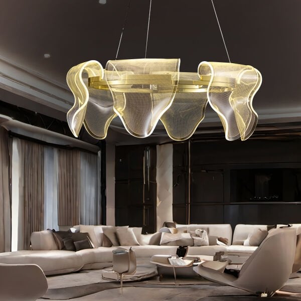 Prag Gold 60'lik 30 Watt Yuvarlak Kristalli Modern Salon Led Sarkıt Avize