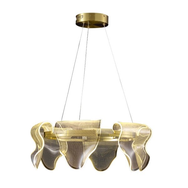 Prag Gold 60'lik 30 Watt Yuvarlak Kristalli Modern Salon Led Sarkıt Avize