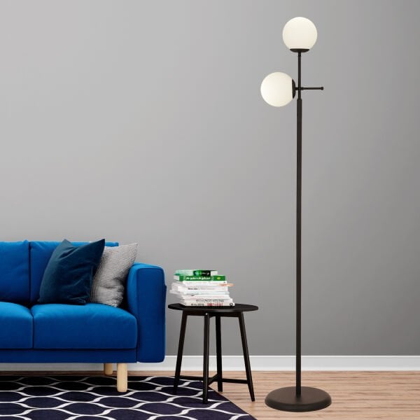 Günay 2li Siyah Beyaz Camlı Modern Dekoratif Tasarım Oturma Odası-Salon Lambader