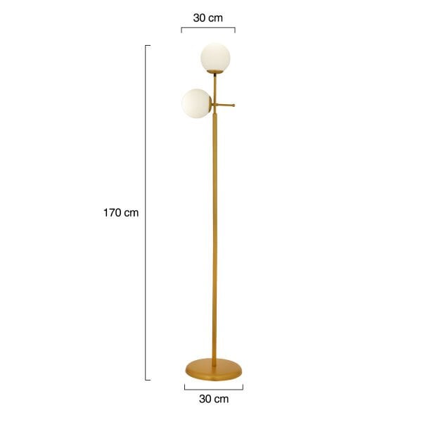Günay 2li Gold Beyaz Camlı Modern Dekoratif Tasarım Oturma Odası-Salon Lambader