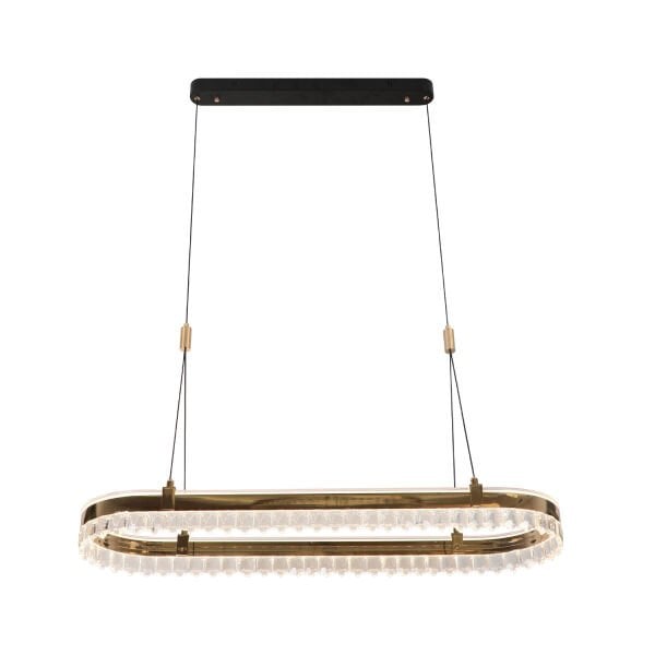 Canel Gold Sıralı 116 Watt  Kristal Taşlı Modern Yemek Masası Üstü Led Sarkıt Avize