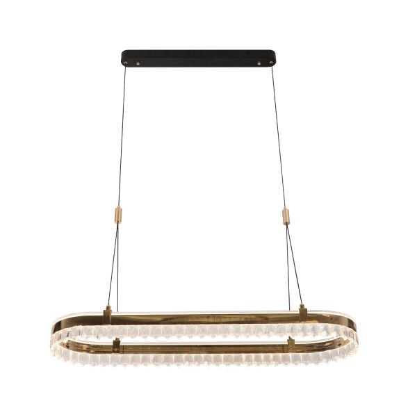 Canel Gold Sıralı 116 Watt  Kristal Taşlı Modern Yemek Masası Üstü Led Sarkıt Avize